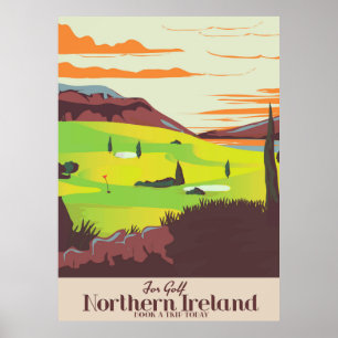 Affiche de voyage en Irlande du Nord 'Pour Golf'