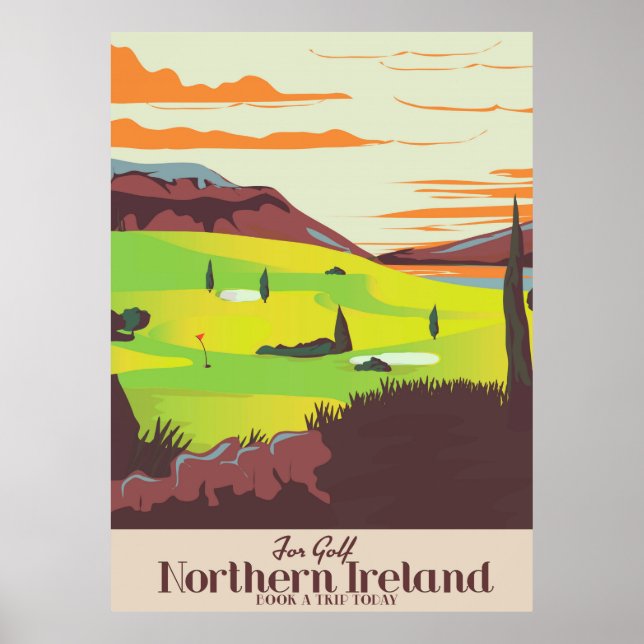 Affiche de voyage en Irlande du Nord 'Pour Golf' (Devant)