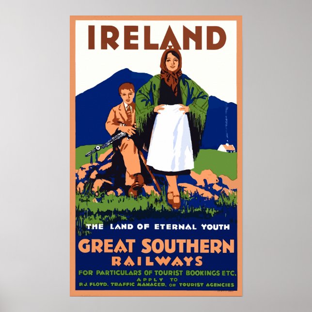 Affiche de voyage en Irlande vintage (Devant)