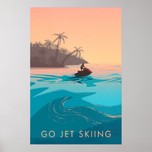 Affiche de voyage en moto de jet
