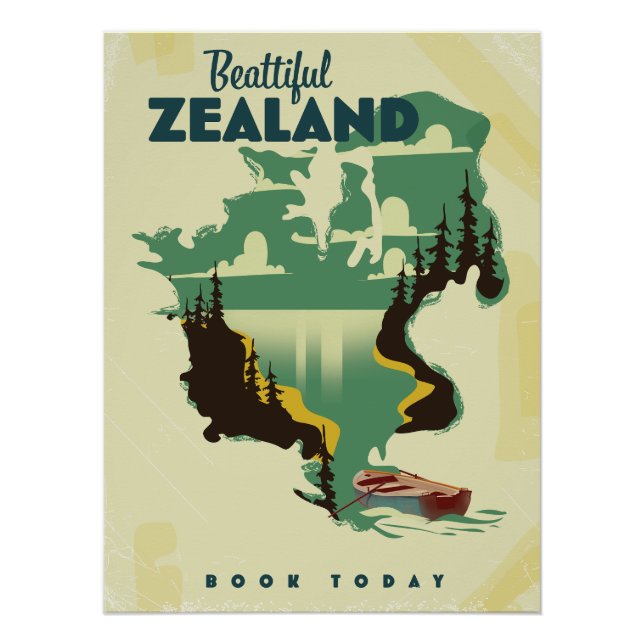 Affiche de voyage en Nouvelle-Zélande Belle (Devant)