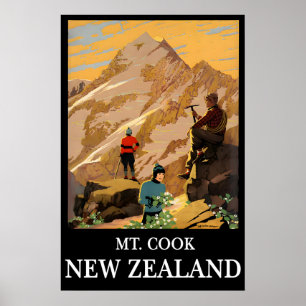 Affiche de voyage en Nouvelle-Zélande Mt Cook Prin
