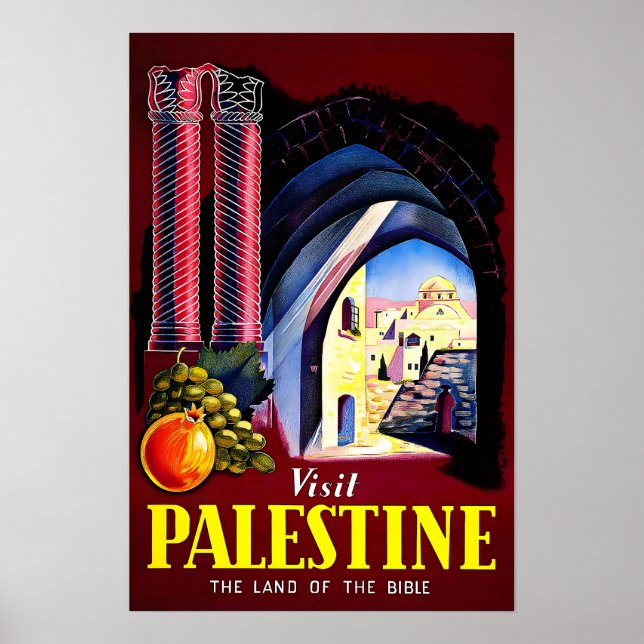 Affiche de voyage en Palestine Impression d'art pa (Devant)