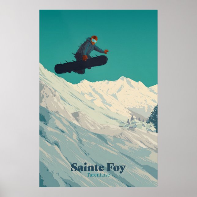 Affiche de voyage en snowboard à Sainte Foy Tarent (Devant)