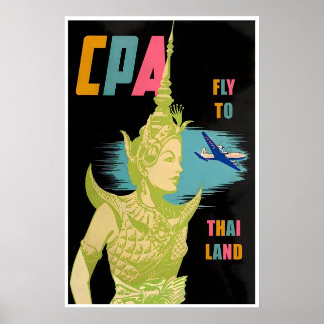 Affiche de voyage en Thaïlande Impression d'art th (Devant)