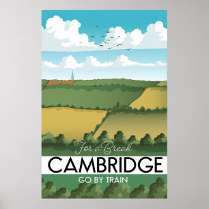 Affiche de voyage en train à Cambridge