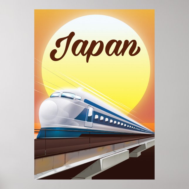 Affiche de voyage en train à grande vitesse du Jap (Devant)