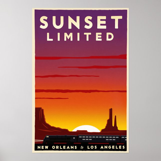 Affiche de voyage en train Sunset Limited  (Devant)