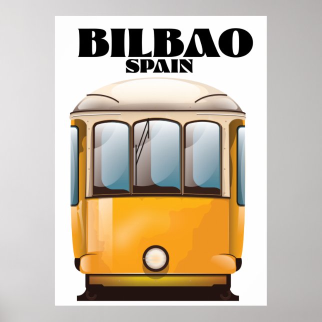 Affiche de voyage en tramway à Bilbao Espagne (Devant)