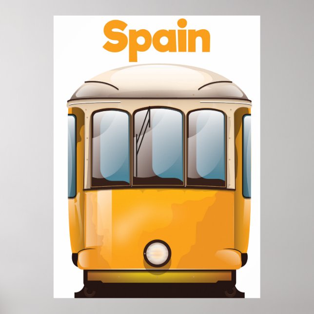 Affiche de voyage en tramway jaune Espagne (Devant)