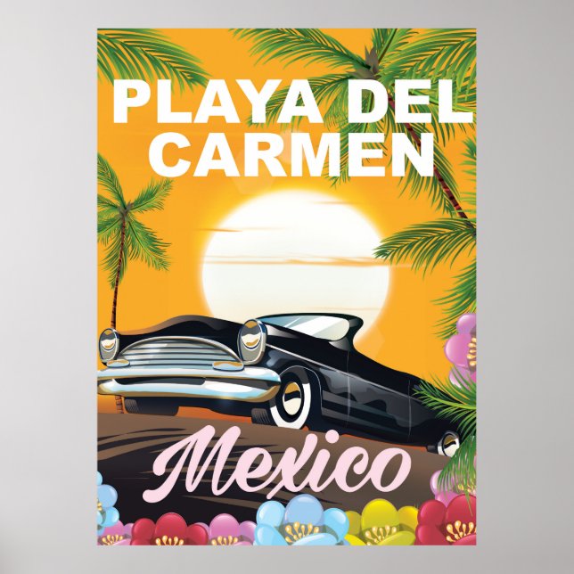 Affiche de voyage en voiture mexicaine Playa del C (Devant)