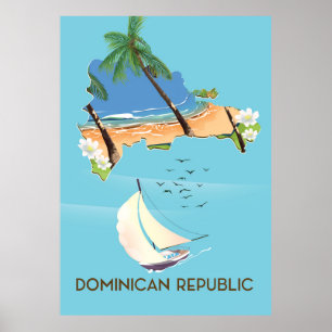 Affiche de voyage en yacht carte République domini