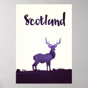 Affiche de voyage encre de cerf sauvage des Highla