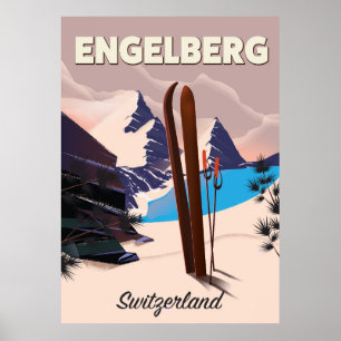 Affiche de voyage Engelberg Suisse Ski