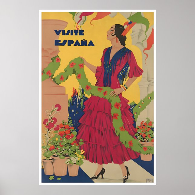 Affiche de voyage Espagne Art vintage Visite Espan (Devant)