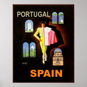 Affiche de voyage Espagne et Portugal.