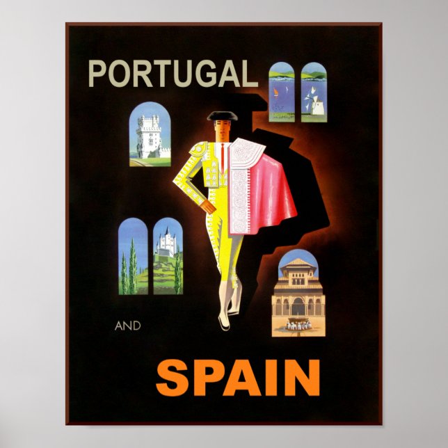 Affiche de voyage Espagne et Portugal. (Devant)