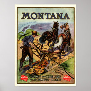 Affiche de voyage ferroviaire du Montana