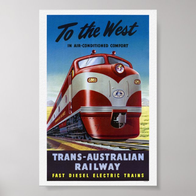 Affiche de voyage ferroviaire vers l'Australie occ (Devant)