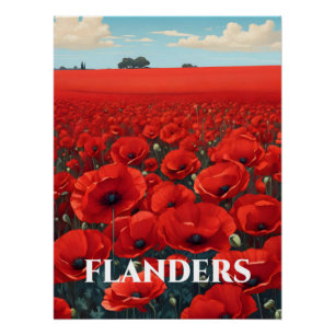 Affiche de voyage Flandre Belgique Champs de Coque