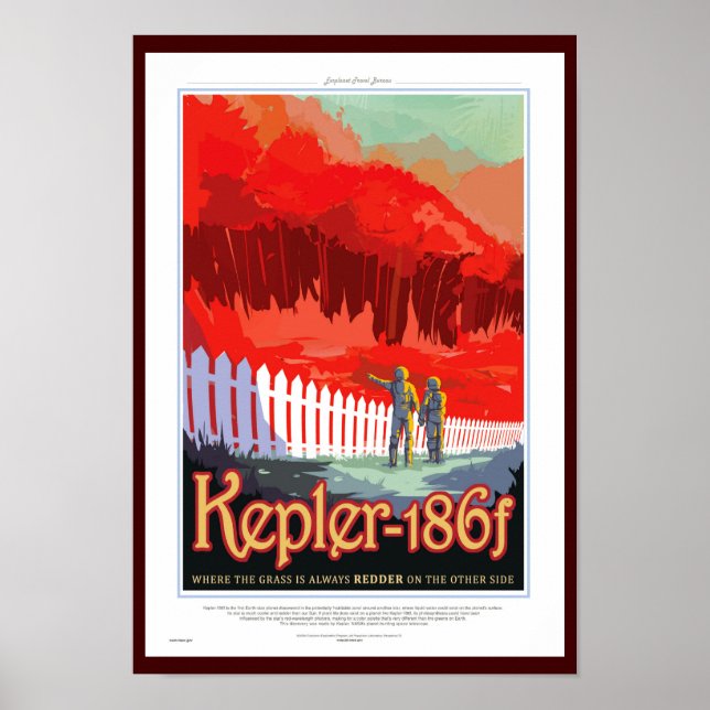 Affiche de voyage futuriste NASA Sci-Fi - Kepler 1 (Devant)