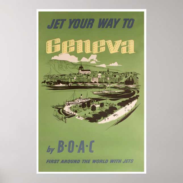Affiche de voyage Genève Suisse Art Suisse Rétro (Devant)