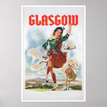 Affiche de voyage Glasgow Écosse Danse Vintage