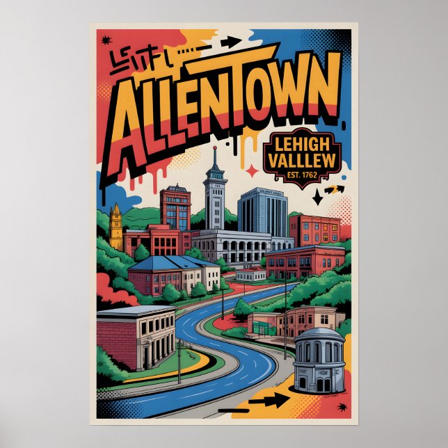 Affiche de voyage graffiti à Allentown PA (Devant)