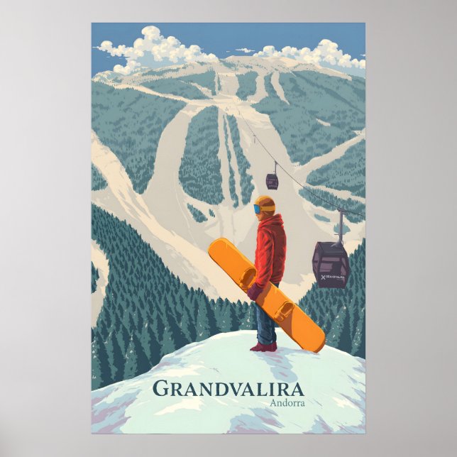 Affiche de voyage Grandvalira Andorra Snowboarding (Devant)