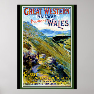 Affiche de voyage Great Western Railway Wales