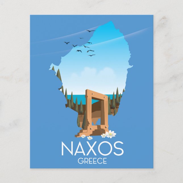 Affiche de voyage grecque carte de Naxos. (Devant)