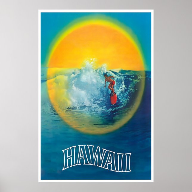 Affiche de voyage Hawaï Art de surf Prin hawaïen (Devant)