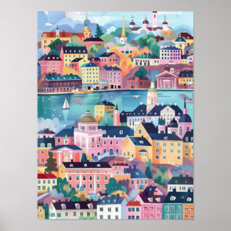 Affiche de voyage Helsinki Illustration Finlande I