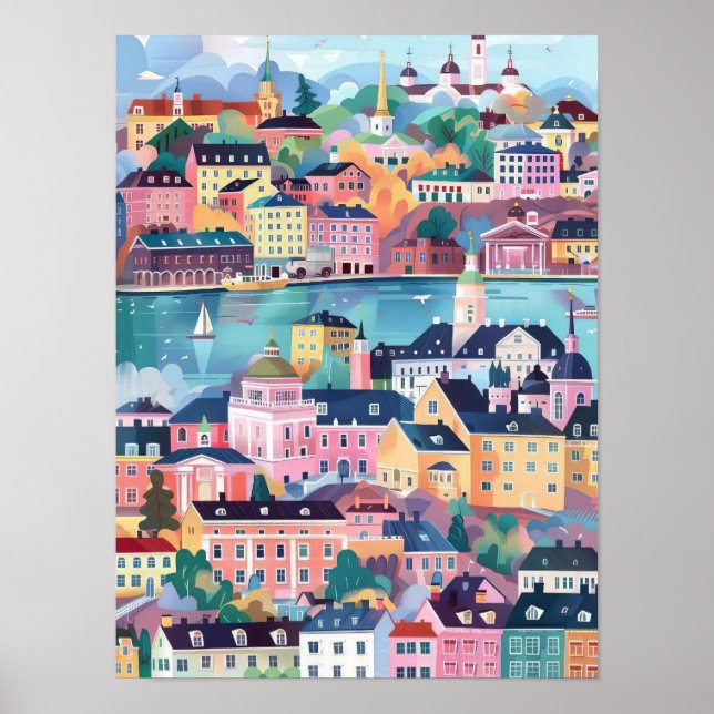 Affiche de voyage Helsinki Illustration Finlande I (Devant)