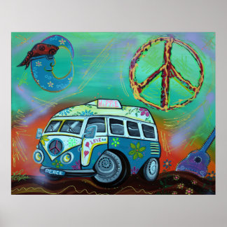 Affiche de voyage hippie