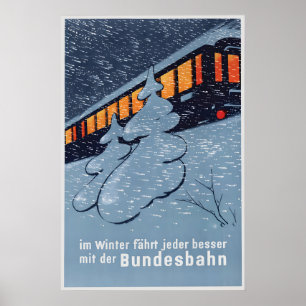 Affiche de voyage hivernal des chemins de fer autr