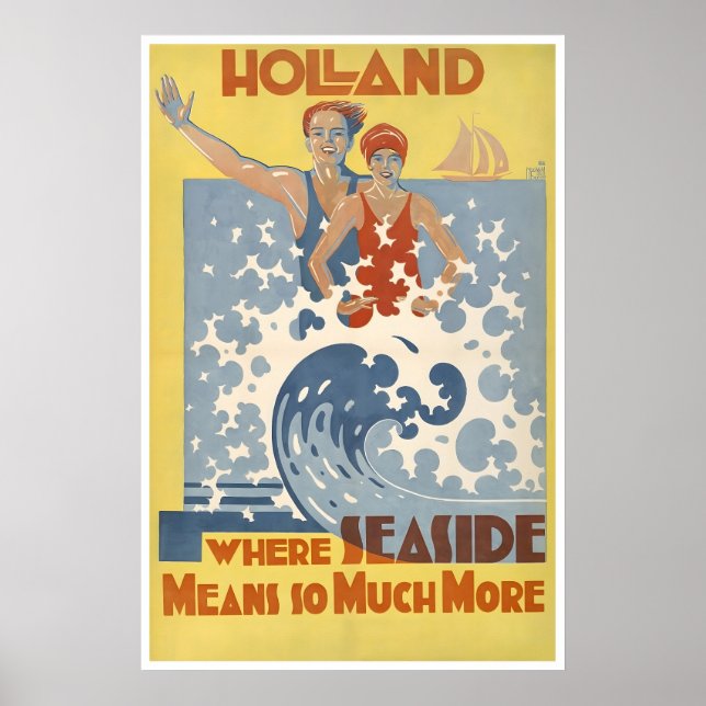 Affiche de voyage Hollande Art des Pays-Bas Bord d (Devant)