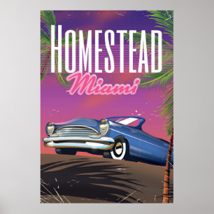 Affiche de voyage Homestead Floride USA années 80