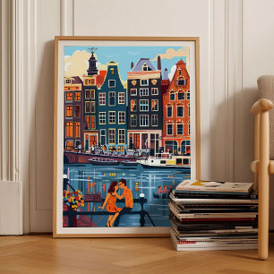 Affiche de voyage illustration Amsterdam Impressio