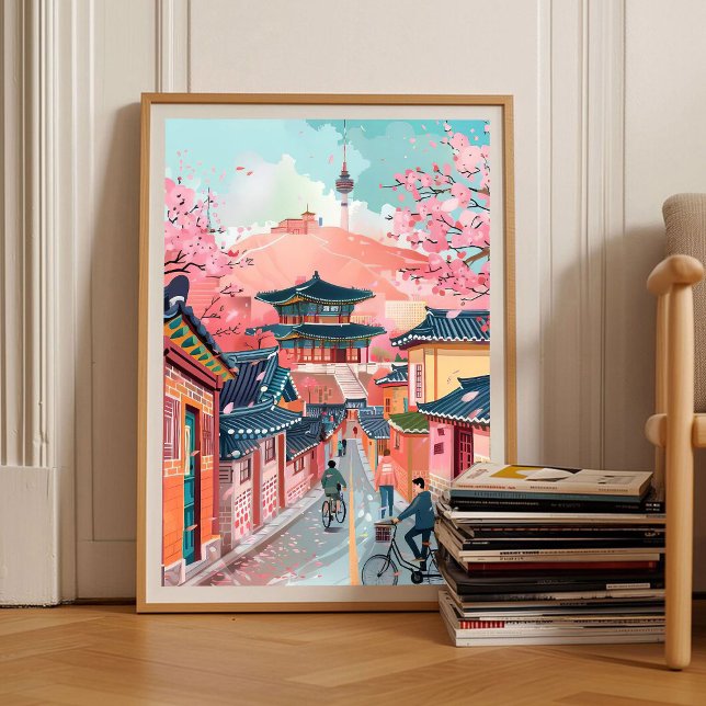 Affiche de voyage illustration Séoul Corée du Sud (Créateur téléchargé)