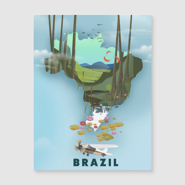 Affiche de voyage illustrée carte du Brésil (Devant)