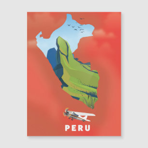 Affiche de voyage illustrée carte du Pérou