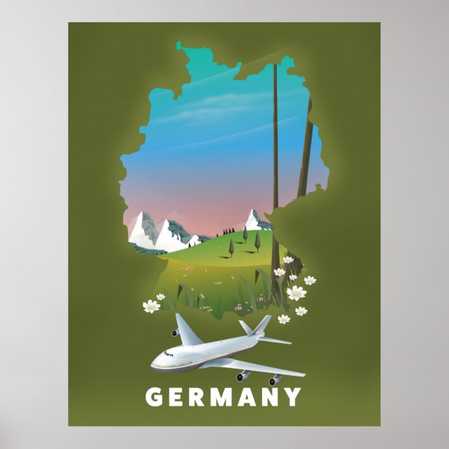 Affiche de voyage illustrée d'Allemagne (Devant)