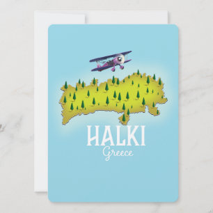 Affiche de voyage illustrée de la carte de Halki G