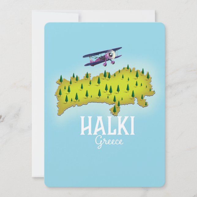 Affiche de voyage illustrée de la carte de Halki G (Devant)