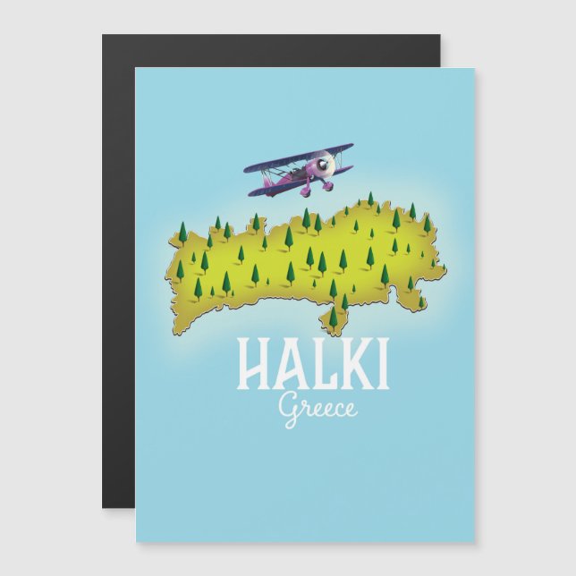 Affiche de voyage illustrée de la carte de Halki G (Devant / Derrière)