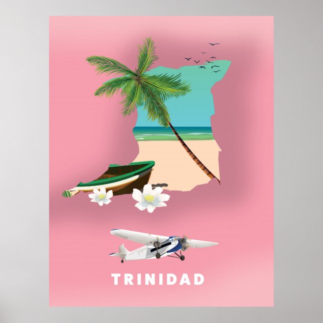Affiche de voyage illustrée de la carte de Trinité (Devant)