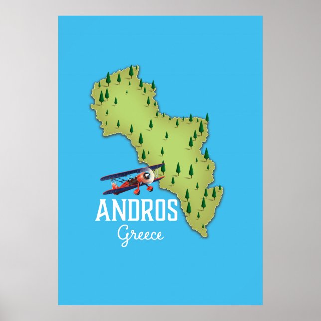 Affiche de voyage illustrée de la carte grecque d' (Devant)
