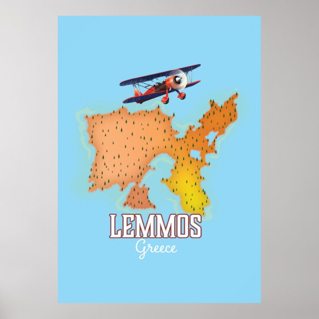 Affiche de voyage illustrée de la carte grecque de (Devant)