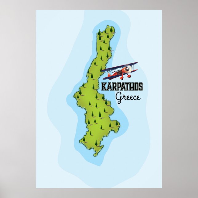 Affiche de voyage illustrée de la carte grecque de (Devant)